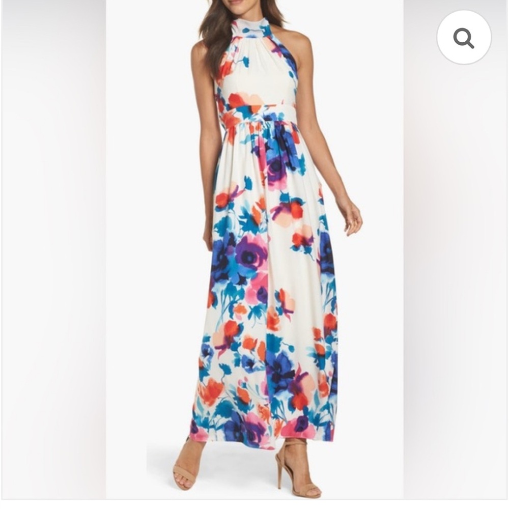 Eliza F Maxi High Neck Floral Dress